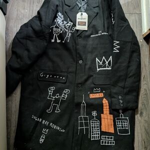 Jean Michel Basquiat Long Wool Coat XL